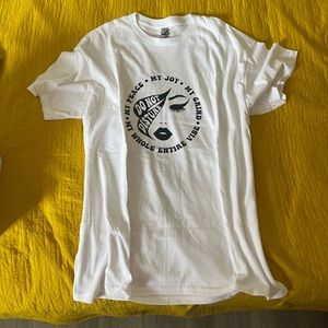 White shirt with press on transfer design